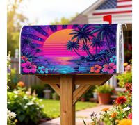 Sunset - Coperture magnetiche per cassette postali, palme tropicali vibranti, decorazioni estive per cassette postali per la casa e il giardino, 53 x 64 cm