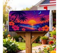 Sunset Coperture magnetiche per cassette postali, palme tropicali vibranti, ibisco, estive, arancioni, per decorazione portico anteriore, 45,7 x 53,7 cm