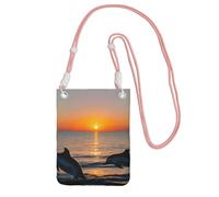 Sunset delfini Stampa Donne Uomini Telefono Mobile Borsa Crossbody Bag Cell Pouch Portafoglio per Accessorio da Viaggio, rosa, Taglia unica