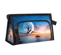Sunset Delphins Borsa da toilette da viaggio per donne, uomini, ragazze, ragazzi, delfini marini, borsa multifunzionale per il trucco, borsa da bagno per cosmetici, organizer per doccia, Colore, M,