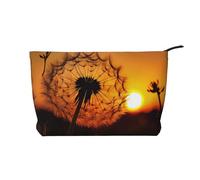 Sunset Dente di leone velluto a coste borsa organizer da viaggio borsa cosmetica grande tasca ampia aperta, Nero , Taglia unica