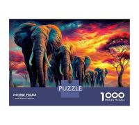 Sunset Elephant Herd 1000 Pezzi - Carta Riciclata & Sfidante Savanna Beast View - Adulti E Bambini 38x26cm/1000pcs Hobby Per Adulti