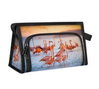 Sunset Flamingos Borsa da toilette da viaggio per donne, uomini, ragazze, ragazzi, fenicotteri rosa, multifunzionale, borsa per il trucco per lavare articoli da toeletta cosmetici borsa da doccia,