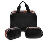 Sunset Flamingos Trousse per il trucco per donne e uomini, rosa fenicotteri traslucidi borsa per cosmetici borsa da doccia 3 pezzi da viaggio articoli da toeletta organizer cosmetici, Colore, XL,