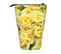 Sunset Flower Field Print Pencil Case Cute Standing Pencil Pouch Retrattile Portapenne Caso Cancelleria Bag, Rosa gialla., Taglia unica, Portamonete