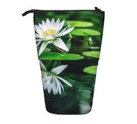 Sunset Flower Field Print Pencil Case Cute Standing Pencil Pouch Retrattile Portapenne Caso Cancelleria Bag, Ninfea bianca, Taglia unica, Portamonete