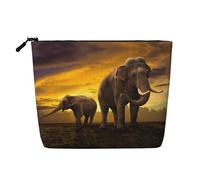 Sunset Genitore-Bambino Elefante Finta Canapa Makeup Bag Grande Capacità, Borsa da Viaggio Borsa Impermeabile per Le Donne