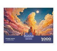 Sunset Gradientline with Tall Buildings 1000 Pezzi Carta Ecologica Puzzle Cloud Castle Sfida Unica Gioco Creativo Puzzle Decorazioni Per La Casa 70x50cm/1000pcs