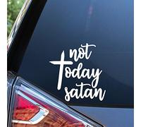 Sunset Graphics & Decals Adesivo in vinile per auto con scritta "Not Today Satan", per auto, camion, notebook, computer portatile, bianco, 14 cm, SGD000134