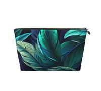 Sunset Hawaii Beach - Beauty case in pelle portatile di grande capacità, adatto per uso quotidiano e in viaggio, Foglie di palma tropicali, Taglia unica