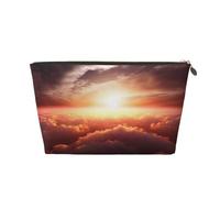 Sunset Hawaii Beach - Beauty case in pelle portatile di grande capacità, adatto per uso quotidiano e in viaggio, Sole Alba Nube, Taglia unica