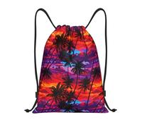 Sunset Hawaii Print Uomo Donna Zainetto Casual Sacca Sportiva Resistente Borsa Con Coulisse Per Ginnastica Tempo Libero Nuoto