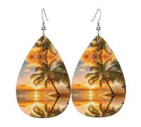 Sunset Hawaiian Palm Tree Onde Orecchini in pelle per le donne pendenti, orecchini a goccia piercing gioielli leggeri regali per donne ragazze