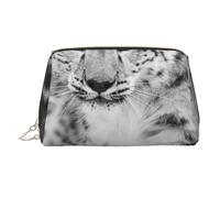 Sunset Hawaiian Palm Tree Printed Makeup Bag per le donne Borsa da trucco portatile in pelle borsa da viaggio con cerniera dorata borse cosmetiche organizer, Leopardo delle nevi., One Size, Astuccio