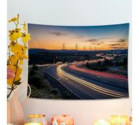 Sunset Highway Arazzo, panoramica strada notturna da appendere alla parete, decorazione estetica moderna per soggiorno, camera da letto, dormitorio, 101 x 76 cm