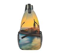 Sunset in Barcelona - Borsa messenger da uomo, stile casual, grande capacità, resistente, adatta per viaggi, lavoro, pendolarismo e attività all'aperto