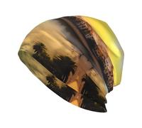 Sunset in Barcelona, cappello lavorato a maglia, elegante cappello autunno/inverno, perfetto da indossare tutti i giorni, viaggi e sci, nero