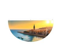 Sunset in Barcelona - Festone a semicerchio, da appendere all'aperto | 1 striscione impermeabile a 3 occhielli per portico, recinzione e balcone. Eventi patriottici della Giornata