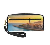 Sunset in Barcelona piccola borsa per il trucco, astuccio a doppia faccia in pelle PU