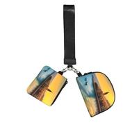 Sunset In Barcelona Portafoglio Portachiavi da Donna - Piccola borsa da polso per chiavi e carte, confezione da 2 tasche con cerniera per corsa, palestra, viaggi, sport all'aria aperta
