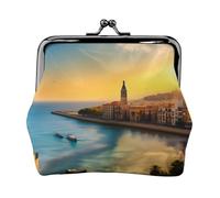 Sunset in Barcelona Portamonete da donna, rettangolare, con chiusura a bacio, tascabile, mini portamonete da donna