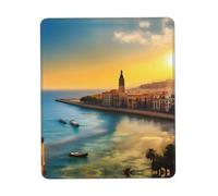 Sunset in Barcelona Tappetino per mouse multicolore in gomma ispessita con bordo bloccato 21,1 x 26,2 cm per ufficio, gioco, studio e scrivania