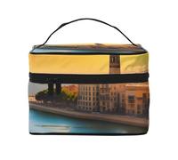 Sunset in Barcelona - Trousse da viaggio con cerniera e grande capacità, unisex, adatta per attività all'aperto, sport, viaggi, ecc., Nero , Taglia unica