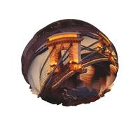 Sunset in Budapest - Cuffia da doccia da donna, a doppio strato, spessa, riutilizzabile, impermeabile, con fascia elastica, lavabile, per uomini e donne