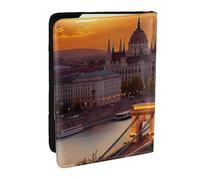 Sunset in Budapest Porta passaporto per viaggi, RFID passaporto portafoglio portafoglio in pelle PU porta passaporto custodia carino protezione passaporto per donne uomini
