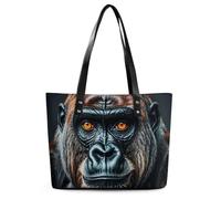 Sunset in Outer Space Borsa Tote in pelle per le donne Borse con manico superiore Borse Casual Lavoro Tote Borsa a tracolla da viaggio, Un Gorilla, 29*34*14cm, Un Gorilla