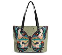 Sunset in Outer Space Borsa Tote in pelle per le donne Borse con manico superiore Borse Casual Lavoro Tote Borsa a tracolla da viaggio, Antica farfalla, 29*34*14cm