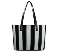 Sunset in Outer Space Borsa Tote in pelle per le donne Borse con manico superiore Borse Casual Lavoro Tote Borsa a tracolla da viaggio, Strisce bianche e nere, 29*34*14cm