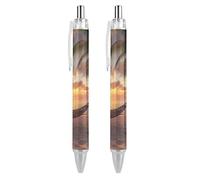 Sunset in Paradise Summer - Penne a sfera retrattili con inchiostro blu, scrittura scorrevole, 2 pezzi