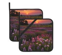 Sunset in the sea of flowers Presina da cucina Set 2 pezzi Presina Set adatto per cucinare e proteggere i controsoffitti