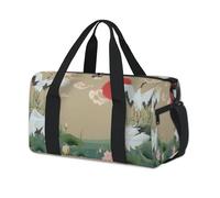 Sunset Japan Cranes Sport Duffel Bags per Bambini Ragazze Ragazzi Donne Uomini Gru Pernottamento Weekender Borsa Da Viaggio Tote Carry Palestra Casual Duffel Borse