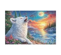 Sunset Lakeside Howling Wolf Puzzle 1000 Pezzi Rilassamento Per Adulti Cute Pets Warm The Heart Rompicapo Pressione Ridotta Giochi Da Tavolo Solo O in Gruppo Regalo Amico E Colleghi 1000 PCS