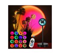 Sunset Lamp Projection, 16 Colors Sunset Lamp Multiple Colors with Remote Control, 360 Degree Rotation LED Sunset Projection Lamp Night Light with Fad