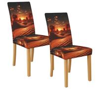 Sunset Landscape - Coprisedia per sedie da pranzo, elasticizzati e lavabili, in spandex, vivaci fodere decorative per cucina e soggiorno, 2 pezzi