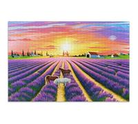 Sunset Lavender Fields Horses 500 pezzi puzzle per adulti divertimento sciocco unico puzzle regali animali Art puzzle, 50,8 x 37,9 cm