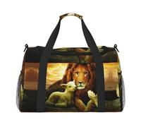 Sunset Leone Agnello Stampa Uccello Borsa Da Pernottamento Borsa Weekender Borsa Da Allenamento Borsa Yoga Borsone Borsa Oggetto Personale Borsa per Audlts, Nero , Taglia unica