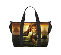 Sunset Leone Agnello Stampa Uccello Borsone da Viaggio Weekender per le Donne, Borsa leggera da Trasporto, Borsa per oggetti personali, Nero , Taglia unica