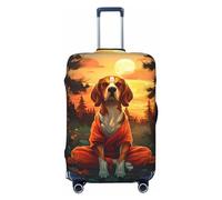 Sunset Meditating Dog Travel Luggage Covers - Elasticità Valigie Coperture Protettive per bagagli 45-81 cm, Nero , S