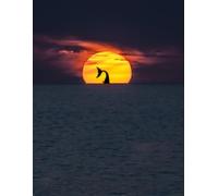 Sunset Mermaid Ocean Night: Lyric, Story, Poem, Journal Full Page 8.5x11 Notebook