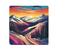 Sunset Mountains, panno autoadesivo per fotocamera, panno magico autoadesivo per obiettivo della fotocamera, protezione antigraffio per obiettivi, borsa per il trucco, 35,1 x 35,1 cm, Multicolore,