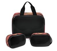 Sunset Ocean Animal Delfino Borsa per il trucco per donne e uomini, borsa per cosmetici traslucida borsa da doccia 3 pezzi da viaggio articoli da toeletta organizer cosmetici, Colore, XL, Astuccio per