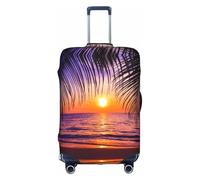 Sunset Ocean con palme tropicali paesaggio crepuscolare bagagli valigia trolley protezione elastica lavabile antigraffio misura 45,7-81,7 cm, bianco, L