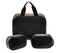 Sunset Ocean Sea Beach Trousse per trucchi per donne e uomini, borsa per cosmetici traslucida borsa da doccia 3 pezzi da viaggio articoli da toeletta organizer per cosmetici, Colore, XL, Astuccio per