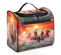 Sunset Oceans Running Horses Travel Makeup Bag per donne uomini bambini ragazze ragazzi, 11,2 L Cosmetic Toiletry Bag Hanging Wash Pouch Bag Toiletries Organizer Shower Bag, Colore, 11.2L, Organizer