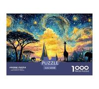 Sunset over African Savannah 1000 Pezzi Carta Ecologica Puzzle Wild Animals Antistress Gioco Per Famiglie Puzzle Decorazioni Per La Casa 52x38cm/1000pcs