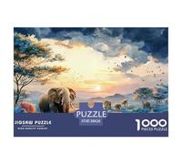 Sunset over African Savannah 1000 Pezzi Cartoncino Premium Puzzle Wild Animals Antistress Gioco Per Famiglie Puzzle Per Adulti E Bambini 38x26cm/1000pcs